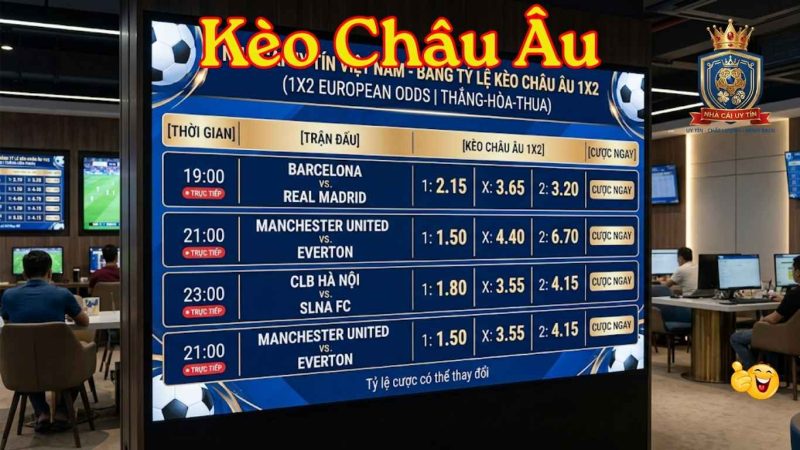 Tỷ lệ Kèo Châu Âu 1x2 tại một nhà cái uy tín.